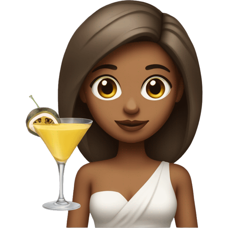 Brow haired girl holding a passionfruit Martini  emoji