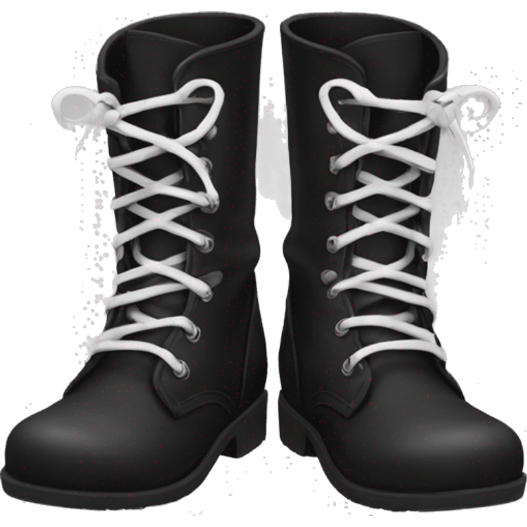 straight laced black combat boots with white laces emoji