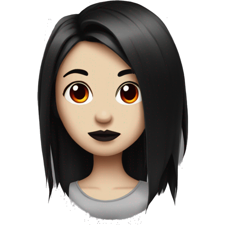 goth girl with half red half black hair  emoji