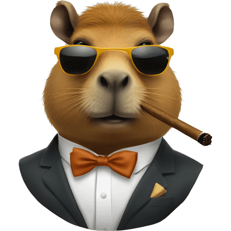 capybara with bow tie and sunglasses smoking a cigar  emoji