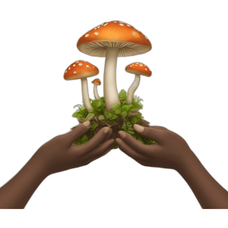 Two hands collecting Mushroom emoji