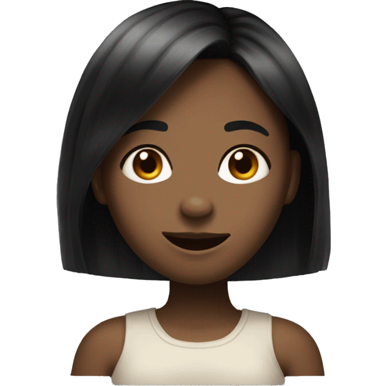 A little black skin color black straight hair girl who looks silly but funny emoji