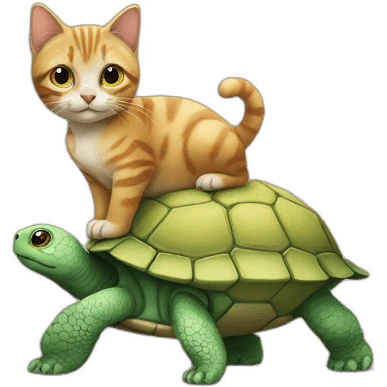 un chat sur une tortue emoji