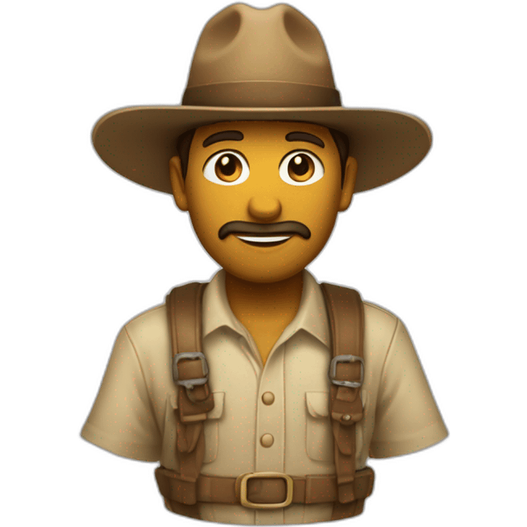 un explortador con sombrero de indiana jhones emoji