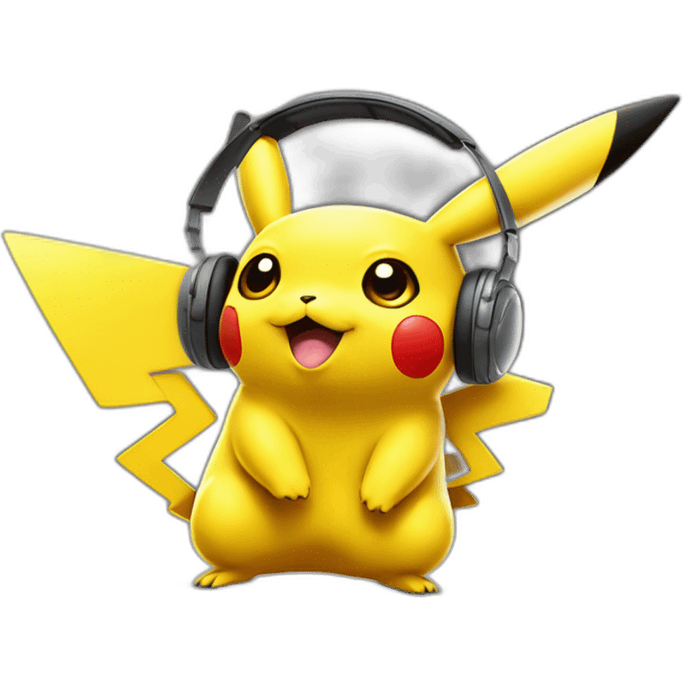 Pikachu avec un casque emoji