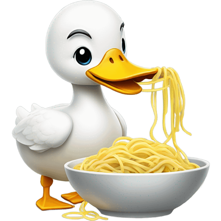 Duck eating spaghetti emoji