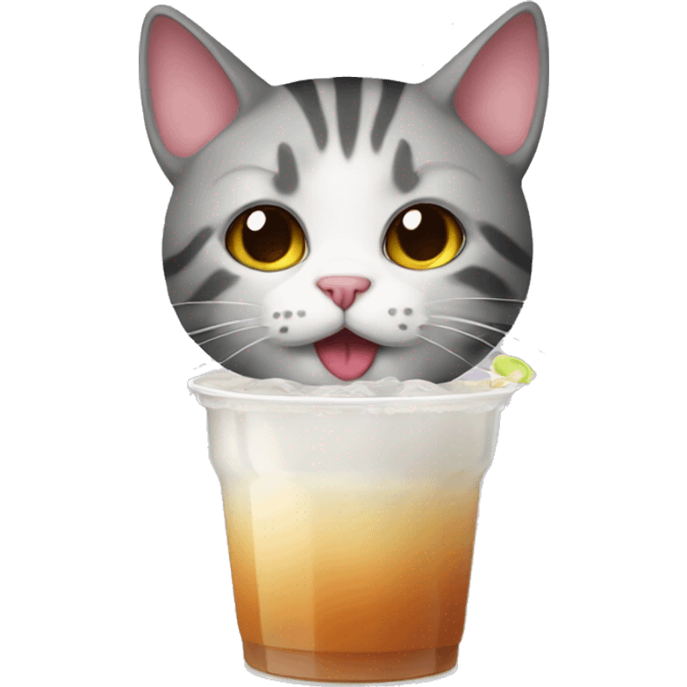 cat drinking boba emoji