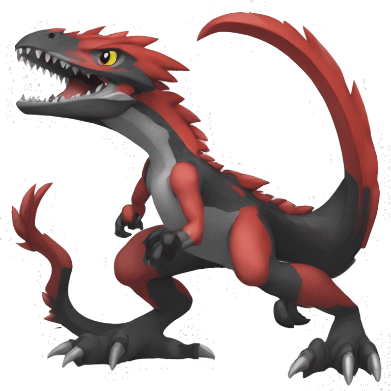  Cool Edgy Black Red Grey Digimon-Fakemon-Raptor-Reptile full body emoji