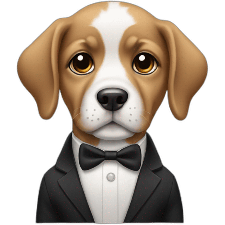 puppy with black suit emoji