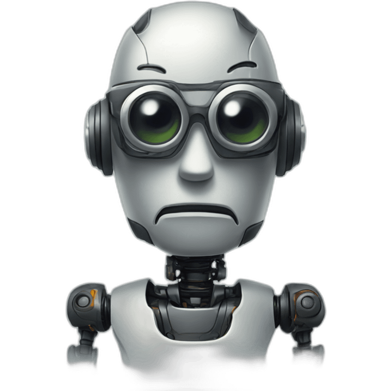 robot with sad face and glasses emoji