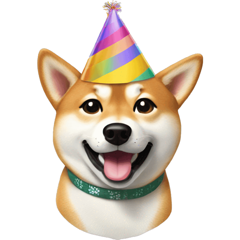 Shiba Inu with a birthday cap emoji