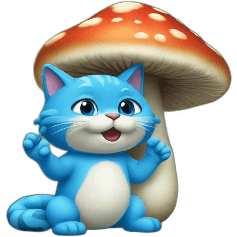 blue-cat-mushroom-smurf-suite emoji