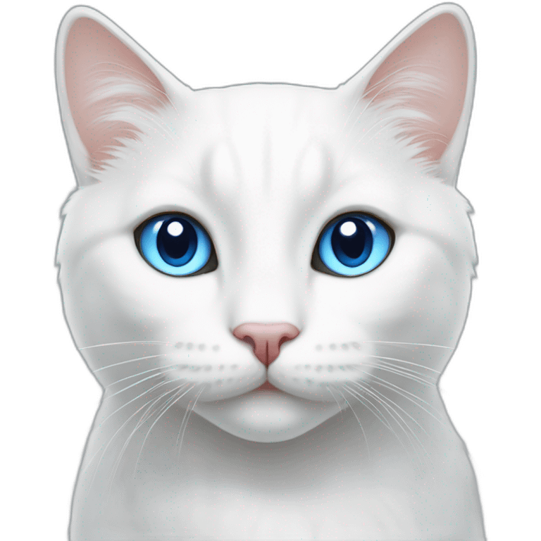 Beautiful white cat with blue eyes in heart emoji