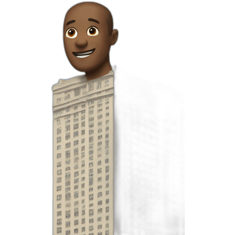 À man fluent into two big towers emoji