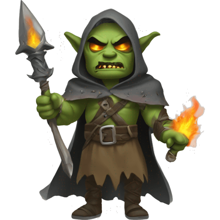 Orc weapon spirit with ghostly weapons, cloak with burning eyes, Halloween theme, emoji emoji