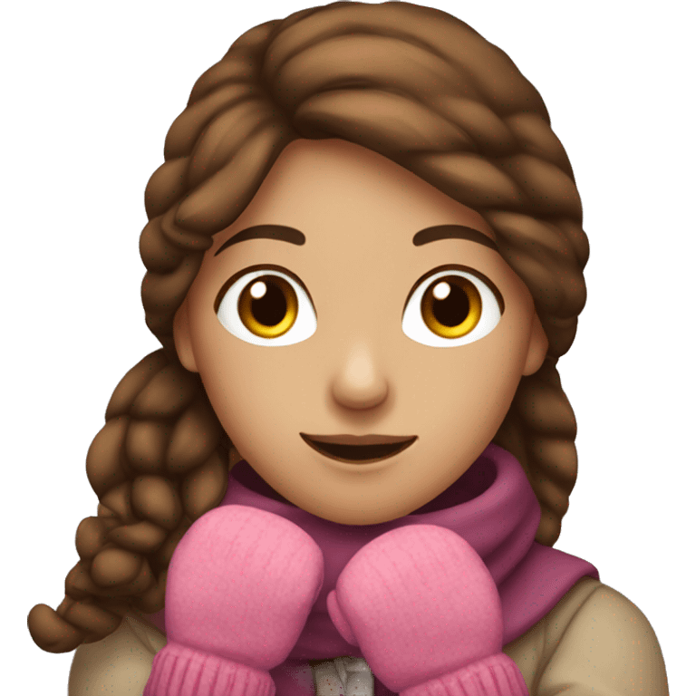 brown haired girl wearing mittens emoji