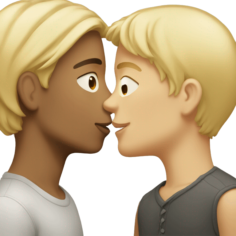 Blond boy kissing brunette emoji