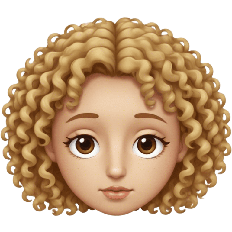 Curly hair. Brown hair with blonde highlights. Small double eyelids. High nose. Medium mouth. A small mole under the left eye. Another small mole on the right nose. emoji