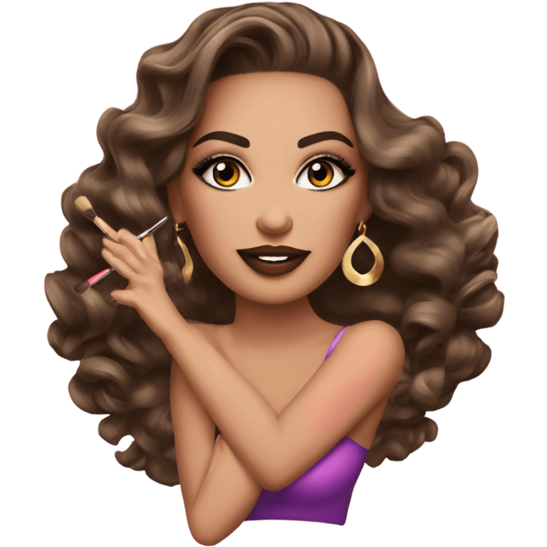 maquilladora con brochas de maquillaje hermosa y glamour emoji