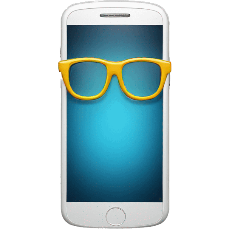 Cellphone with glasses emoji