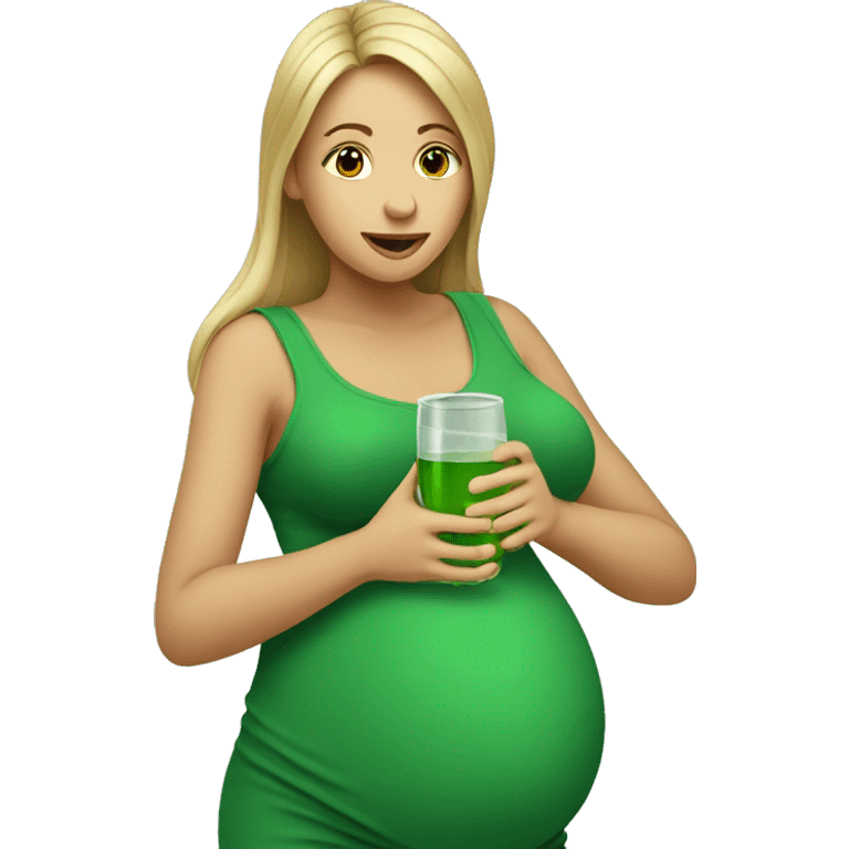 pregnant women drinking from green bootle emoji