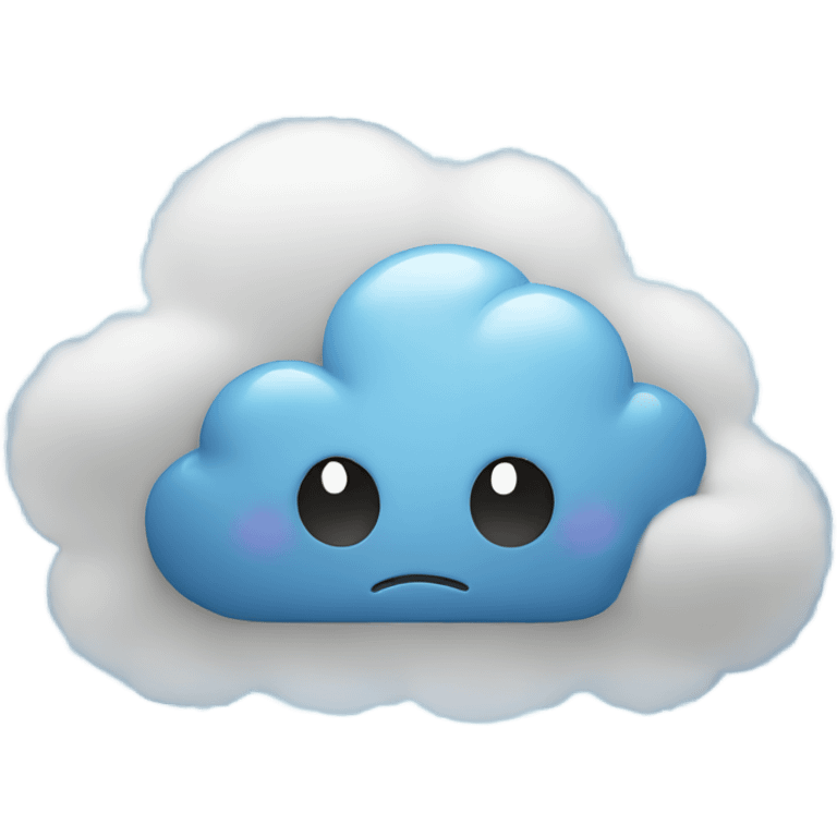 cloud with sad face and lighting emoji