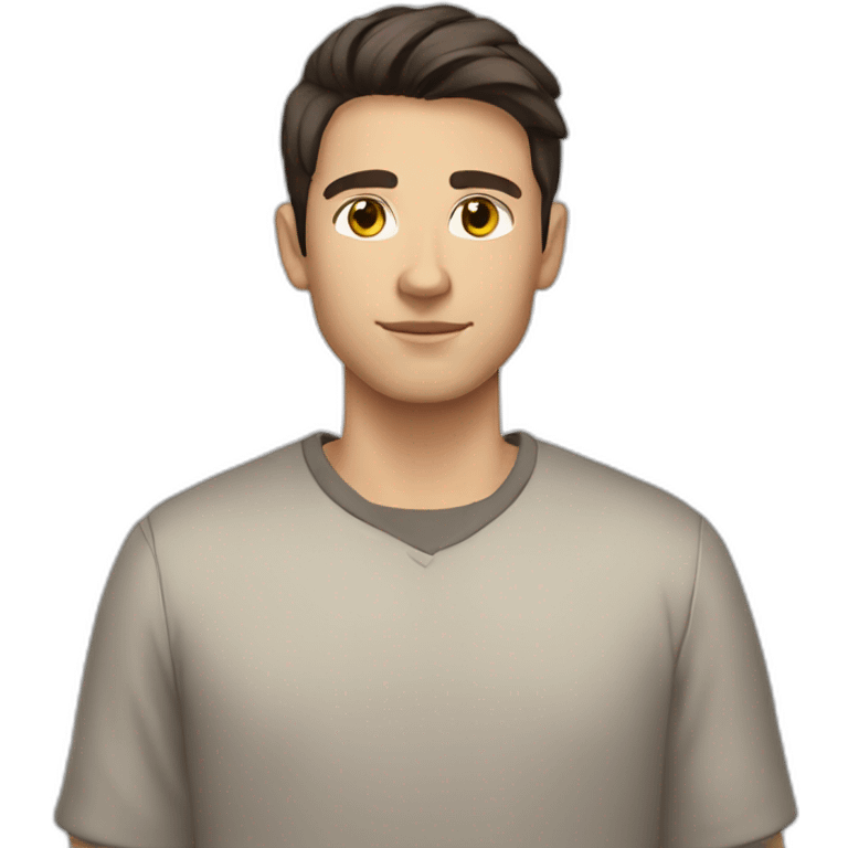 young caucasian man, dark brown hair, shaved emoji