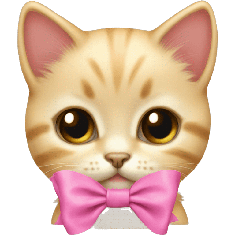 Scottish gold kitten with pink bow emoji