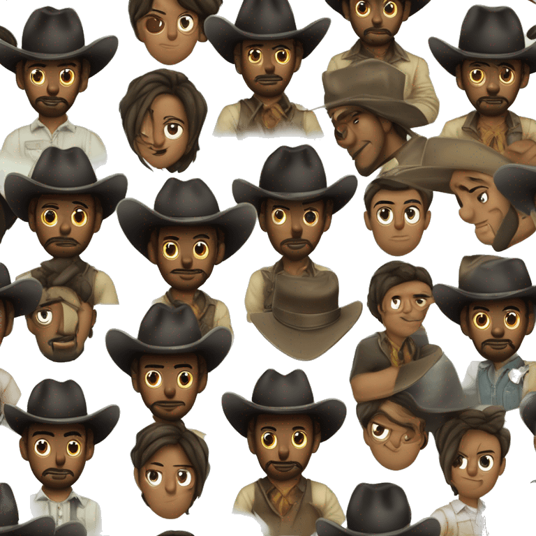 Homem negro com barba e olhos pequenos com chapéu de cowboy JALECO VERDE emoji