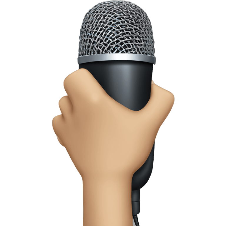 hand holding microphone in iphone style emoji