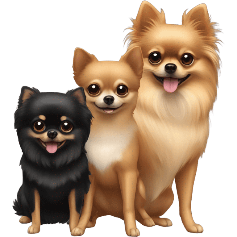 black/tan pomeranian & 2 chihuhuas emoji