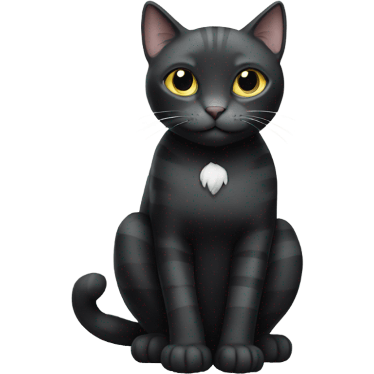 Black cat with white paws and grey stripes emoji