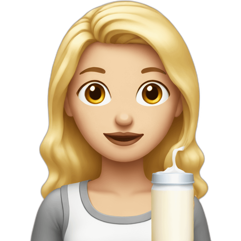 blonde woman holding milk emoji