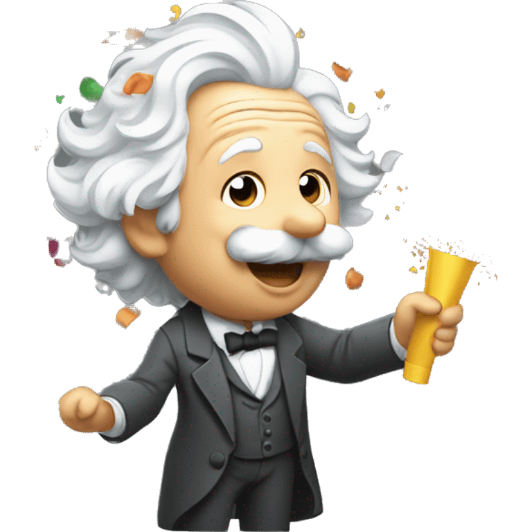 happy albert einstein shooting colorful confetti popper emoji