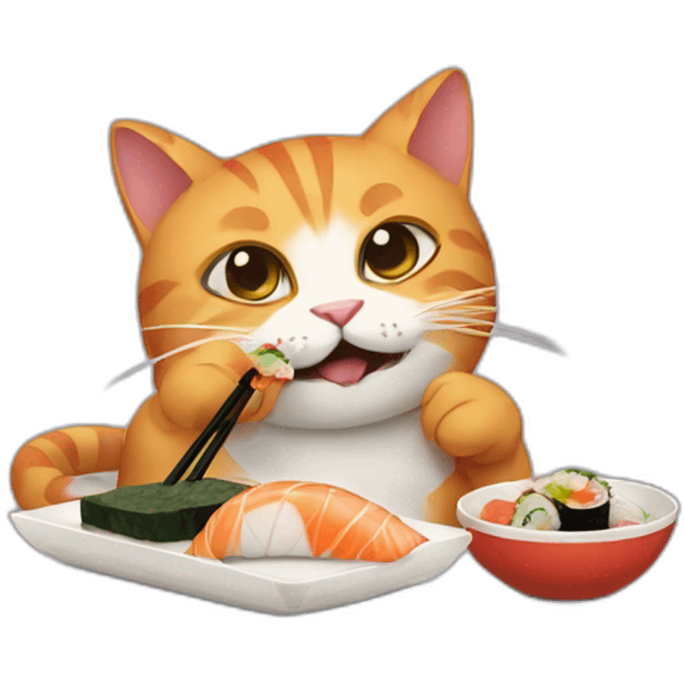 Cat eating sushi emoji