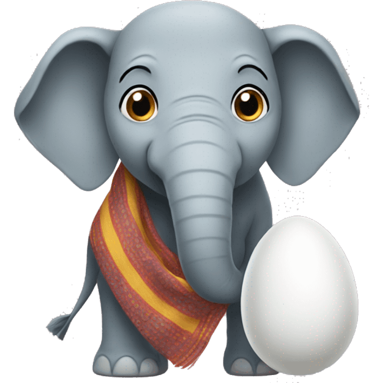 Egg wearing an elephant scarf emoji