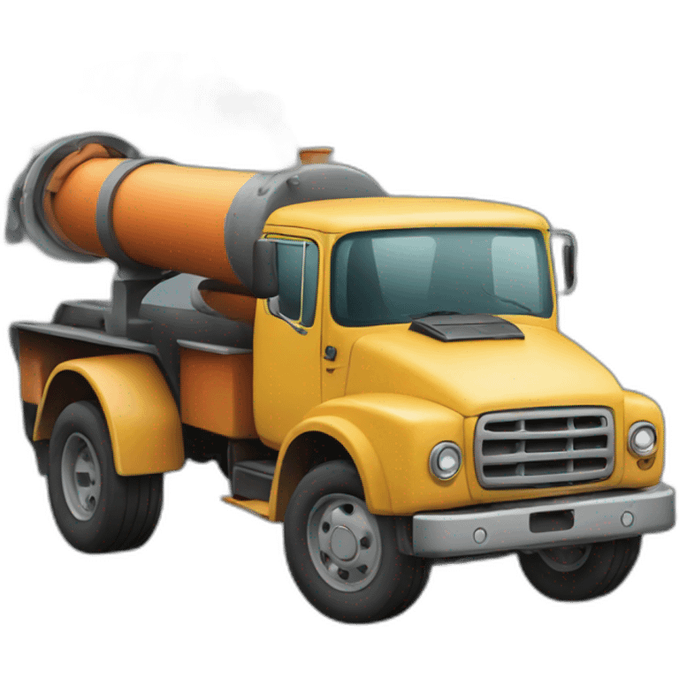 A truck with smoke coming out from the pipe on the back  emoji