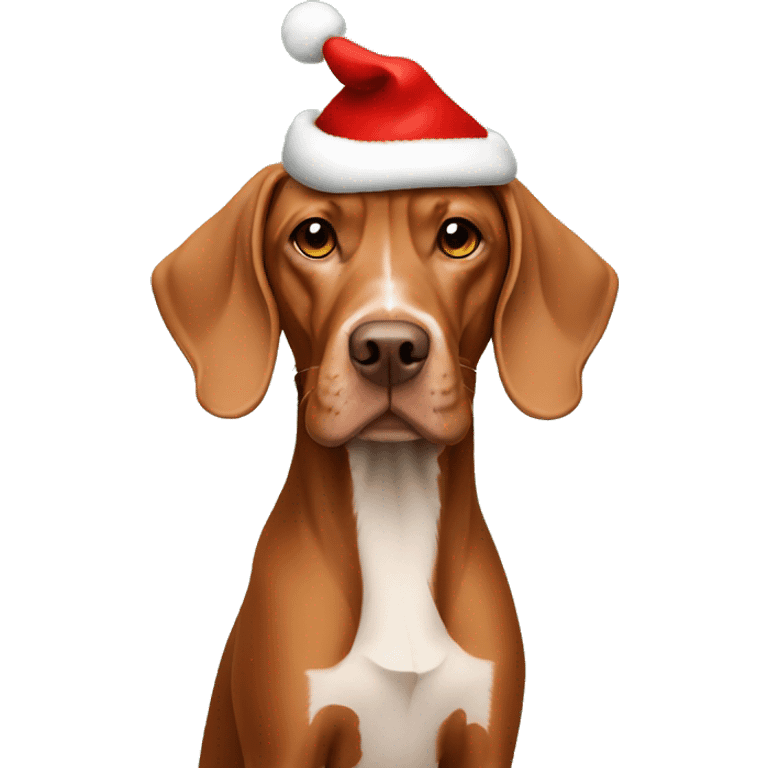 Vizsla with Xmas hat and package  emoji