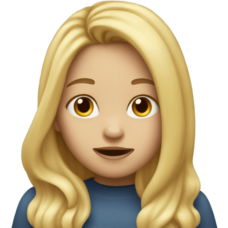  Blonde long hair girl eating emoji