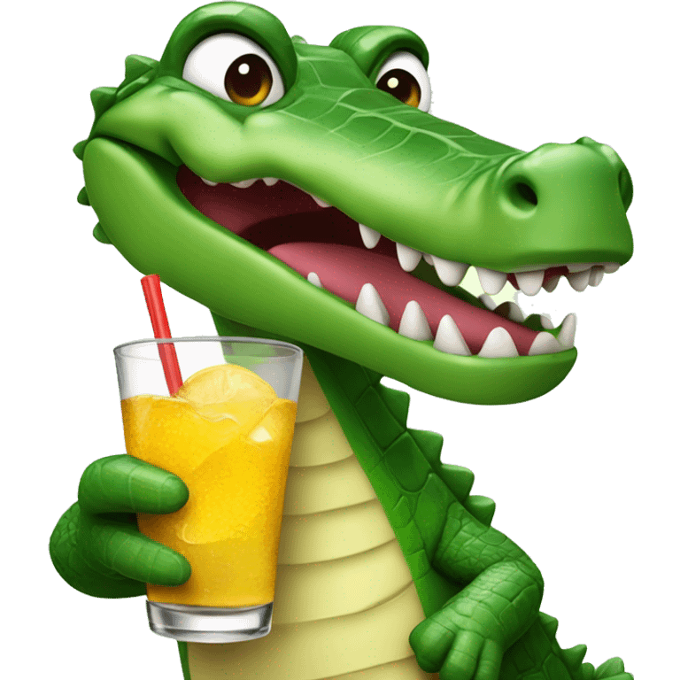 Crocodil holding a coctail emoji