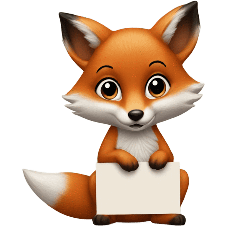 Detailled and photorealistic Baby fox with a blank sign emoji