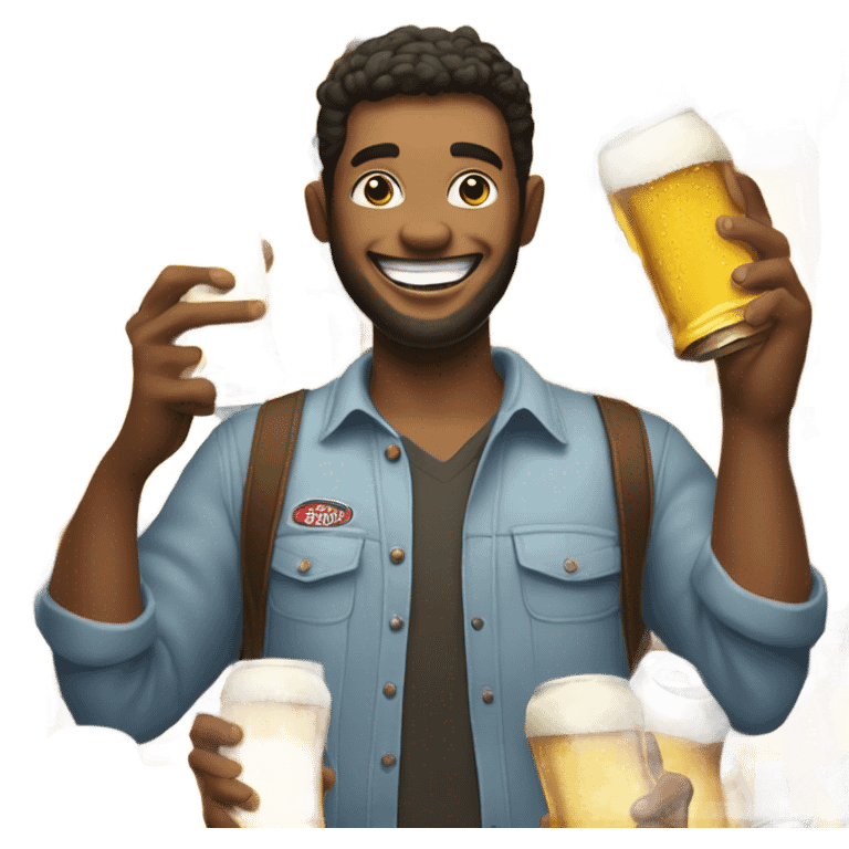 Man lots of beer emoji