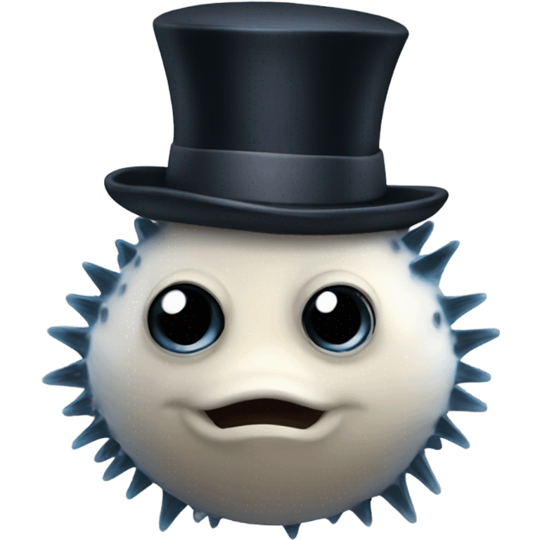 Blowfish with top hat emoji