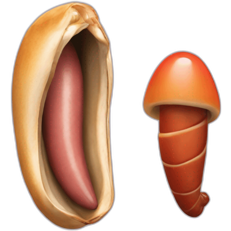 A mussel and a sausage in love emoji