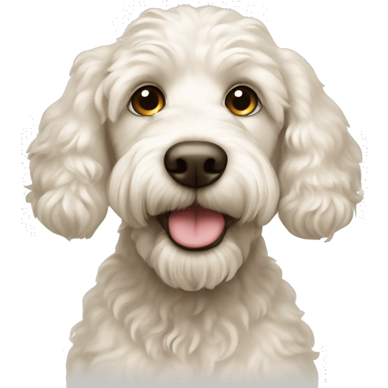 White labradoodle with beige ears emoji