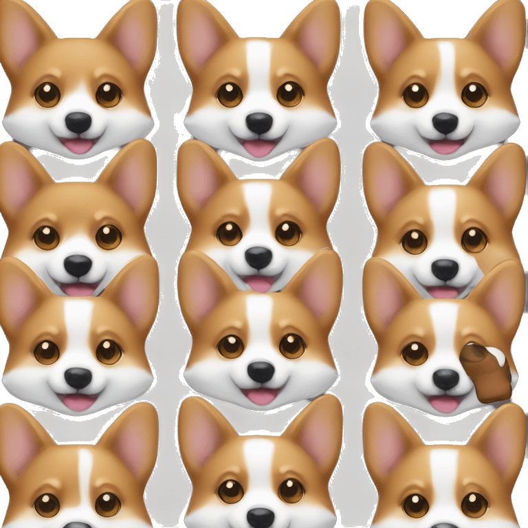 Black, brown, white corgi talking on cellphone  emoji