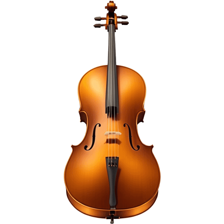 Cinematic Realistic Cello, deep brown polished wood, elegant f-holes creating contrast, warm golden light reflecting off its curves, glowing with depth and a rich musical resonance. emoji