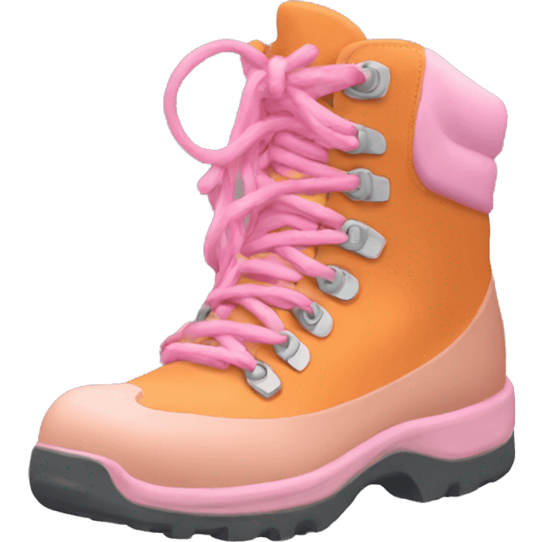 Pastel orange hiking boot with pink shoelaces  emoji