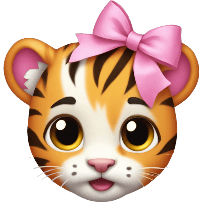 Cute tiny Baby tiger with pink bow on its head  emoji