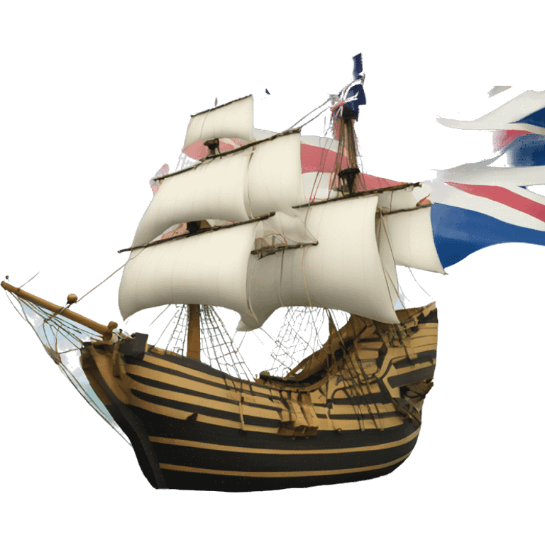 mayflower ship with the Grand Union Flag emoji